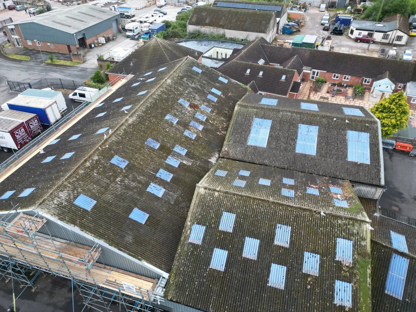 Original asbestos cement roofs from above