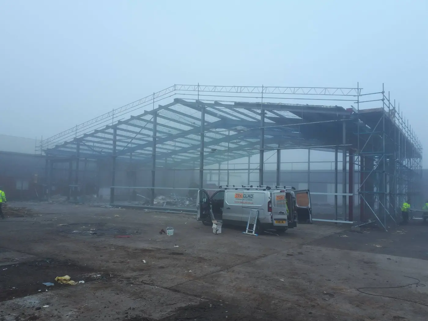 Steel frame exposed during the strip out at Bridgwater Trade Park