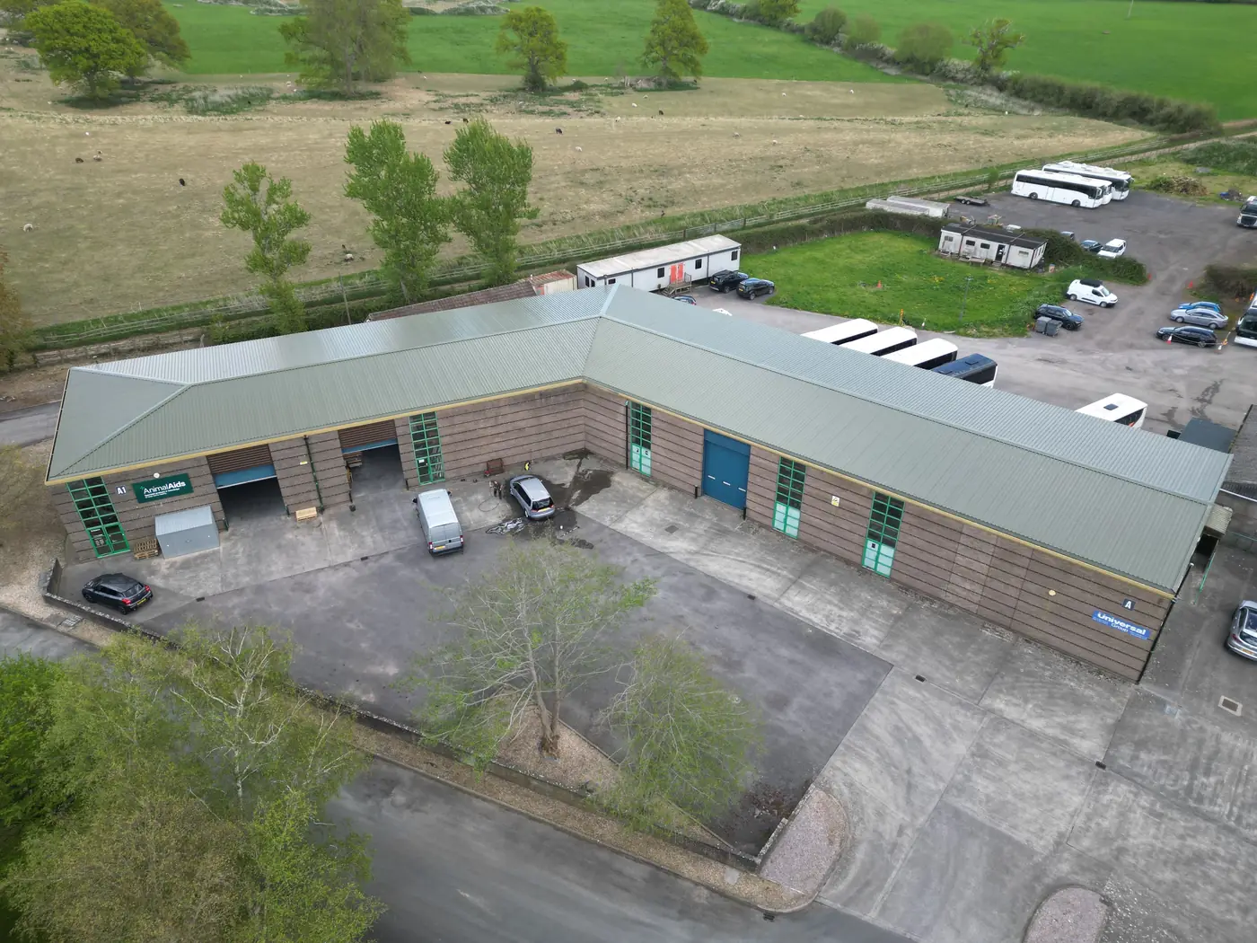 Aerial view of the overclad roof on Cadbury Building A