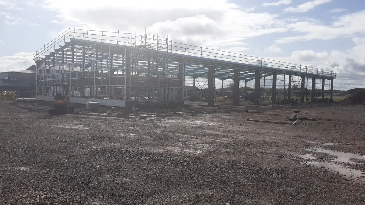 Steel frame of the new building before cladding