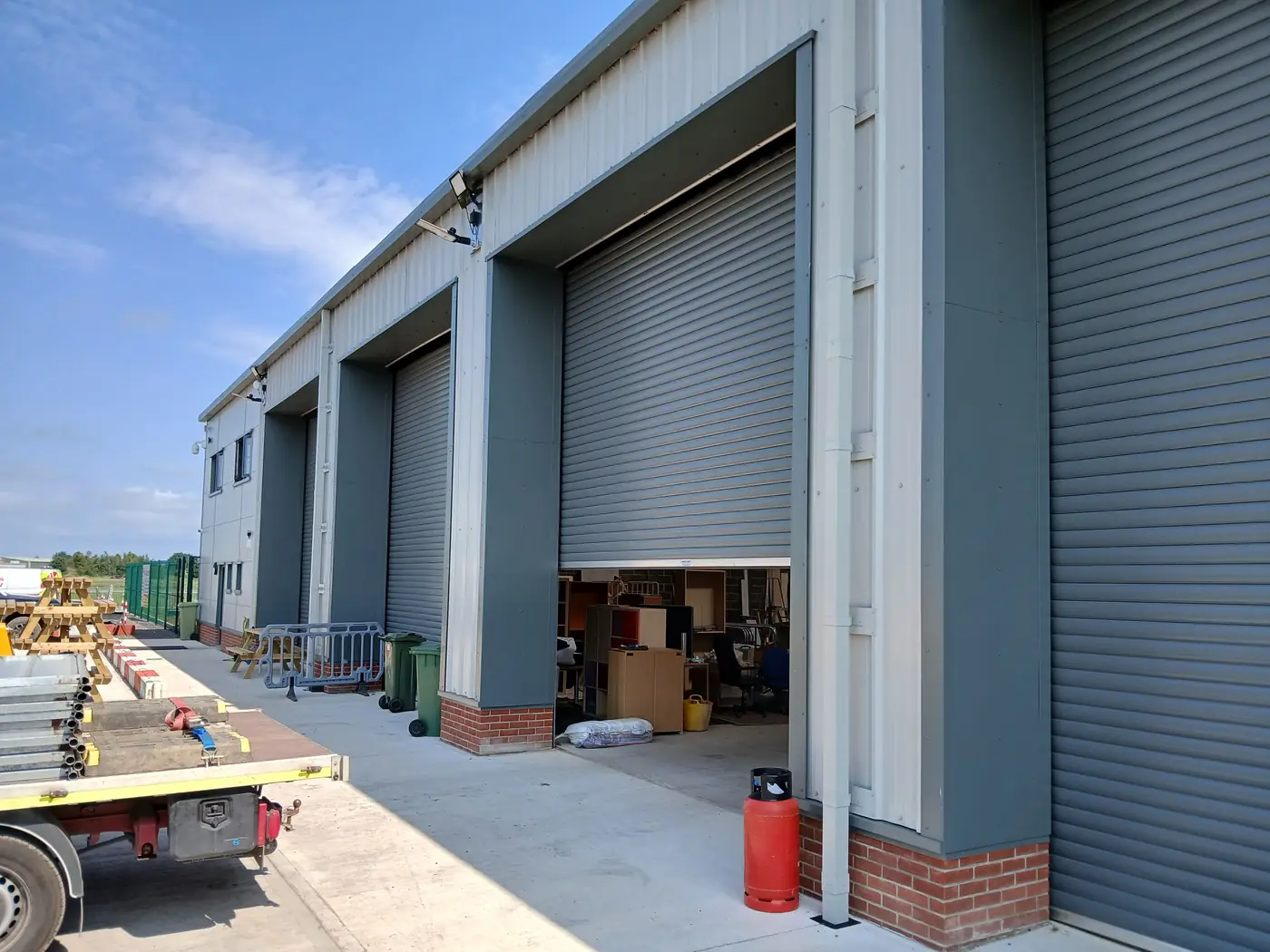 Loading doors along the warehouse elevation