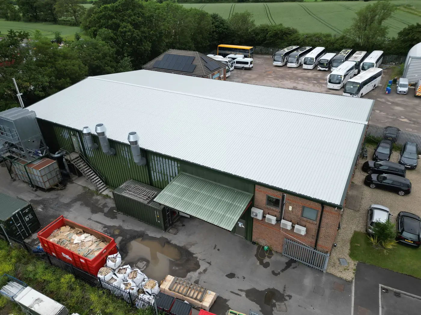 Completed roof and new gutters at SB Joinery