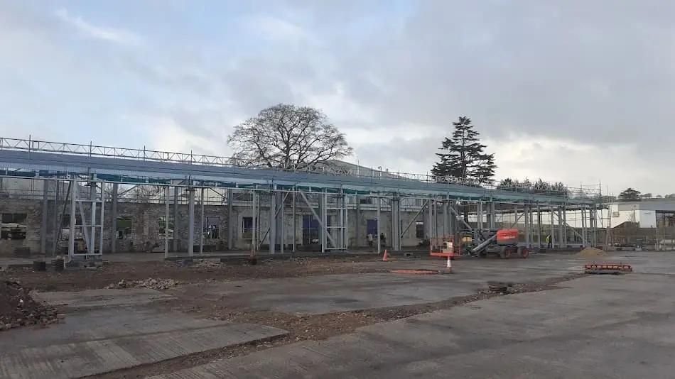 Steel frames on site before cladding